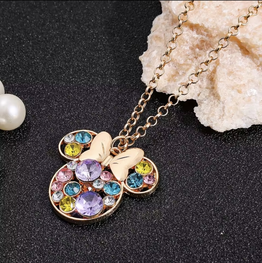 Disney Mickey Mouse Multi Color Rhinestone Necklace - Picture 6 of 6